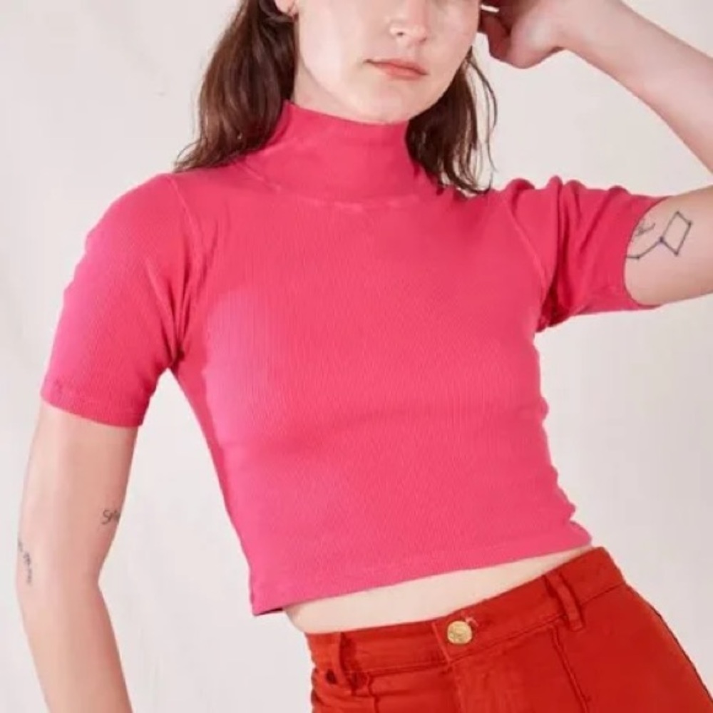 Big Bud Press Hot Pink Short Sleeve Turtleneck XXS